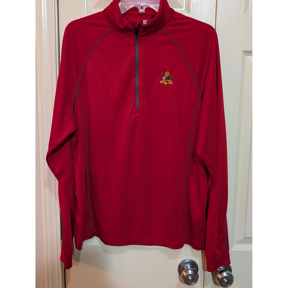 PING Performance Red Quarter Zip Pullover Anheuser Busch Logo Gorpcore Med Flaws